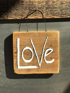 LOVE / Upcycled Hand-painted Wood Sign