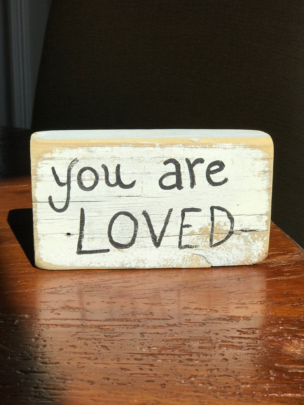 You Are Loved - Upcycled Hand-painted Wood Block