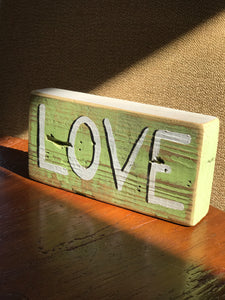 LOVE - Upcycled Hand-painted Wood Block