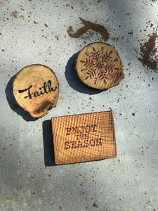 Enjoy The Season / Snowflake / Faith (Set of 3) - Upcycled Hand-made Wood Magnets