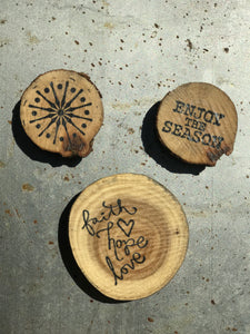 Faith Hope Love / Snowflake / Enjoy The Season (Set of 3) - Upcycled Hand-made Wood Magnets