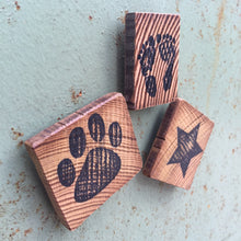 Dog Paw Print / Star / Baby Feet (Set of 3) - Upcycled Hand-made Barn Wood Magnets